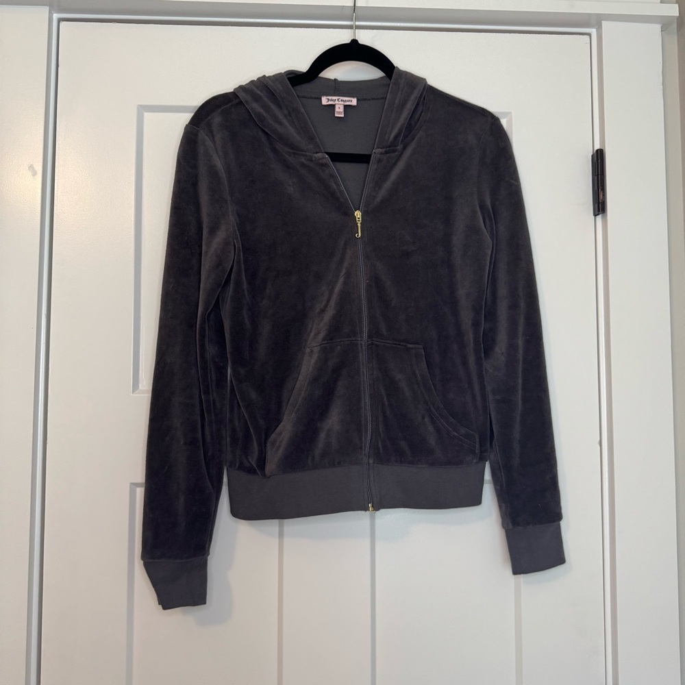 Juicy Couture Charcoal Gray Velour Hoodie